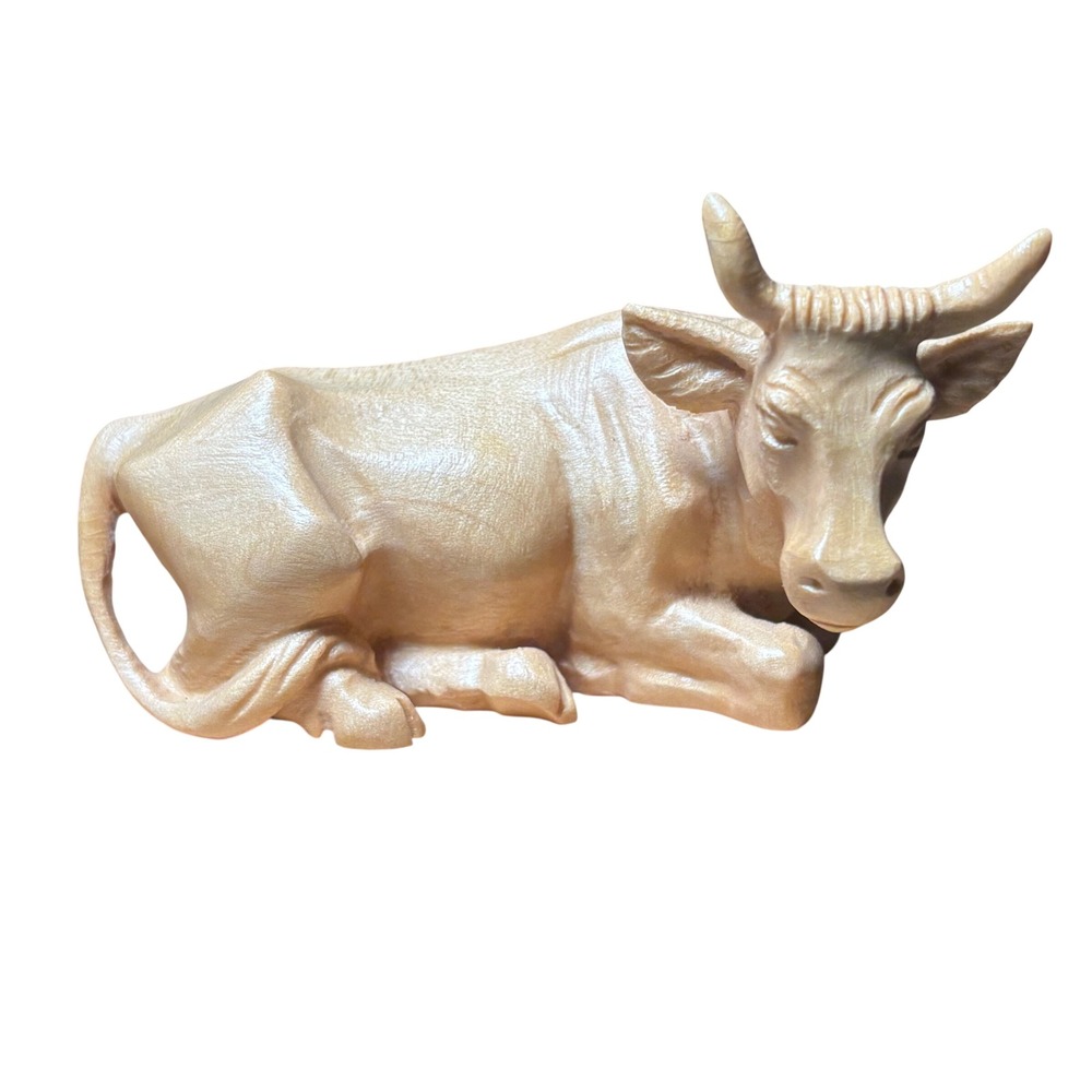 Vintage‎ 4" Anri Woodcarved Ox Cow With Stamp Nativity Set Barn Animal